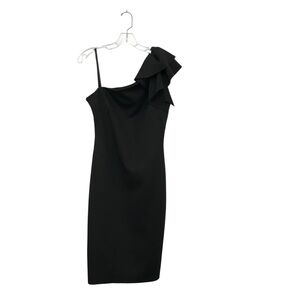 Jessica Howard Dress 10 Women’s Black Bodycon One-Shoulder Ruffle Party Dress